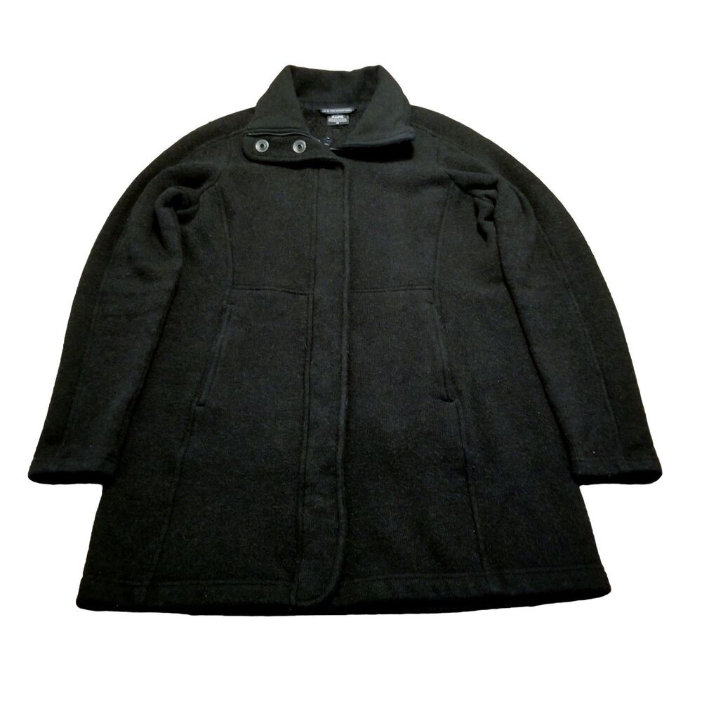 Kuhl Highland Long Jacket Women's Size Medium Black Fleece Lined Full Zip Snap